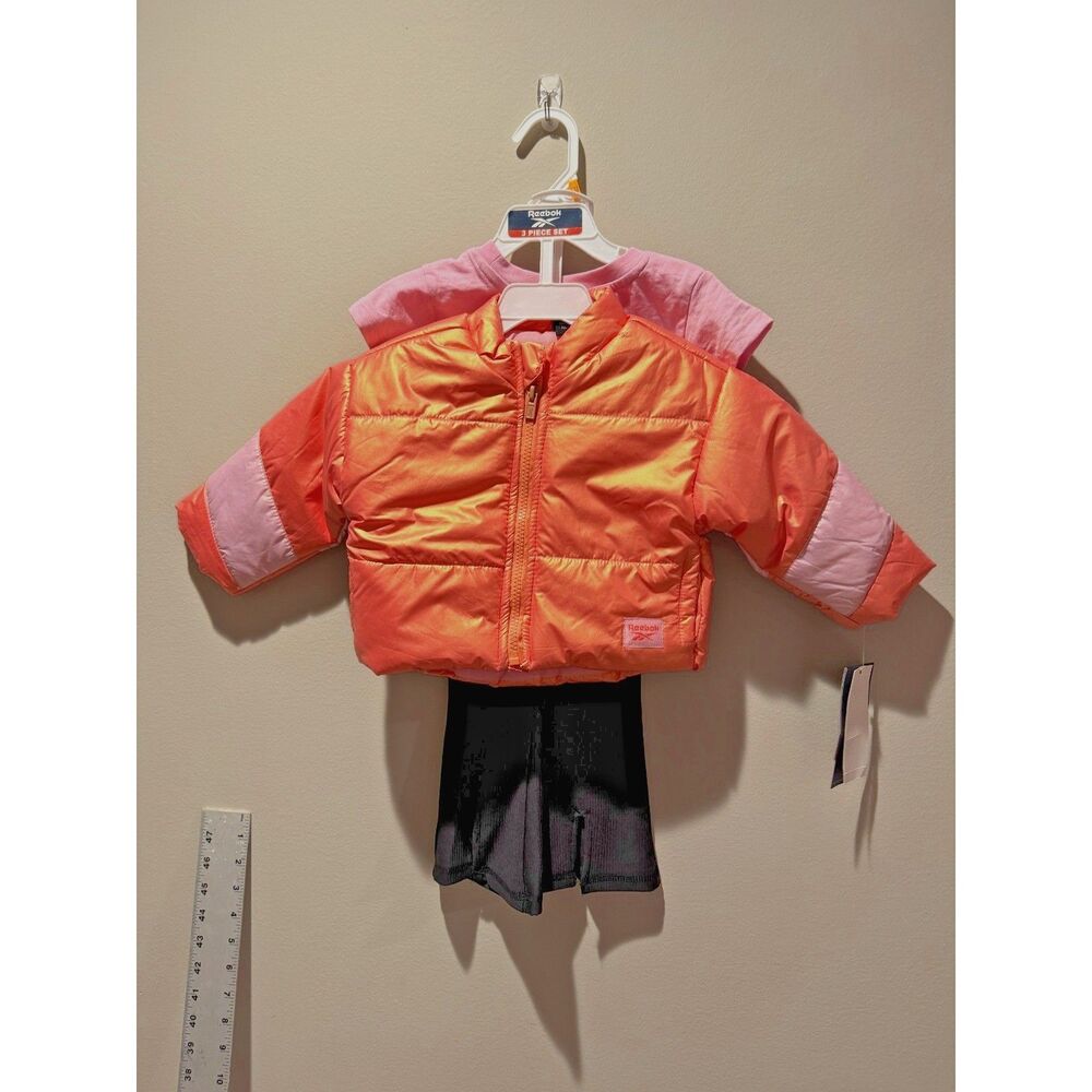 Reebok Baby Girls 3‑Piece Jacket Set Size 12 M Jacket Bodysuit Pants NWT (110)